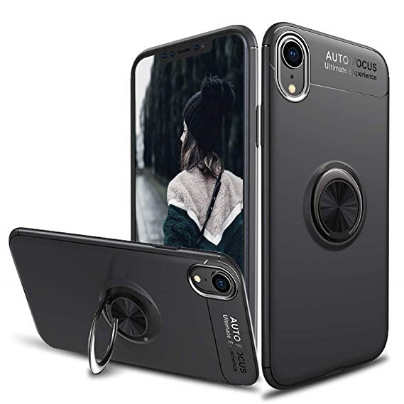 For Xiaomi Redmi 6 Autofocus 360 Shockproof Case With Ring Holder Black