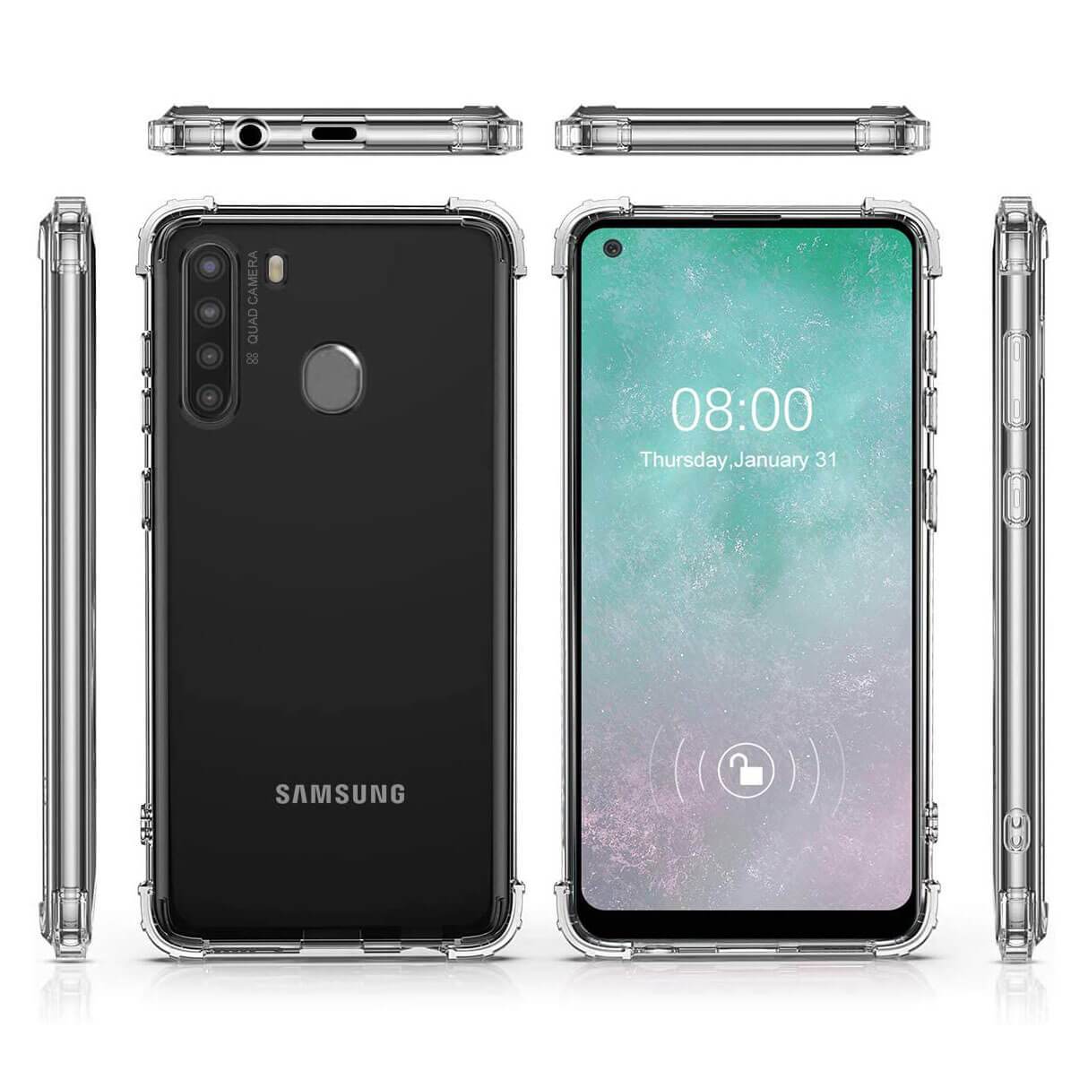 Clear Soft TPU Cover For Samsung Galaxy A21 ShockProof Case