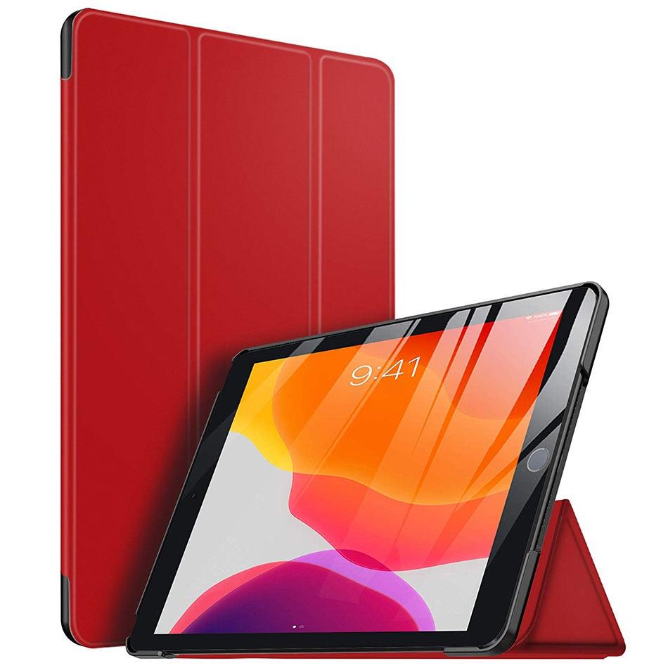 For Apple iPad 10.2'' (2020)/ (2019) 7th Gen Tri Fold Pen Slot Wallet Case - Red-Apple iPad Cases & Covers-First Help Tech