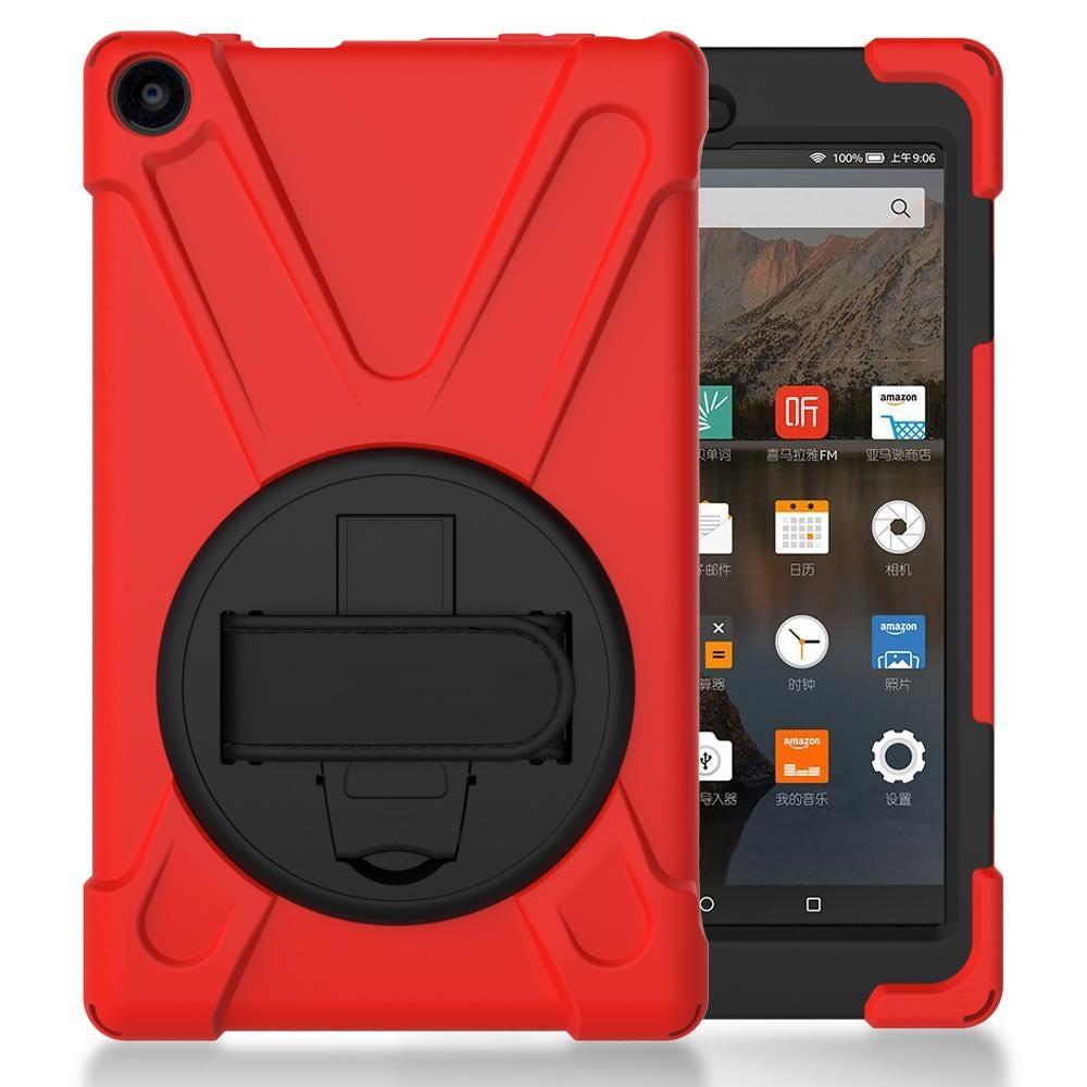 For Samsung Galaxy Tab A 10.1" (2019) (T510/T515) Survivor Case With Hand Strap - Red-Samsung Tablet Cases & Covers-First Help Tech