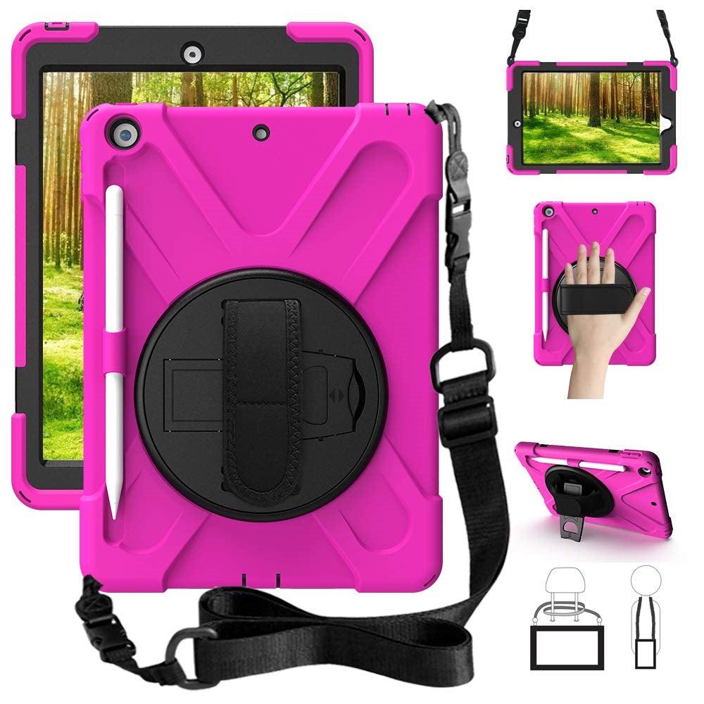 For Samsung Galaxy Tab A 10.1" (2019) (T510/T515) Survivor Case With Hand Strap - Rose-Samsung Tablet Cases & Covers-First Help Tech