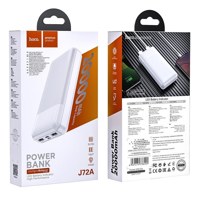 Hoco J72A Easy Travel Dual USB Type-C Fast Charging Power Bank 20000mAh - White-Power Banks-First Help Tech