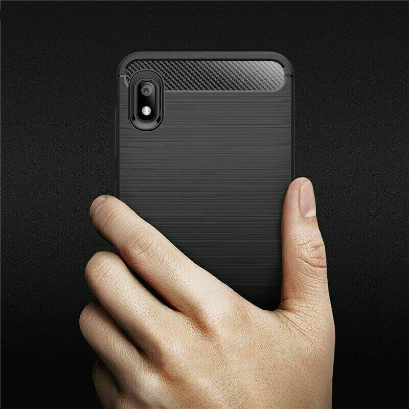 For Samsung Galaxy A10 / M10 Carbon Fibre Design Case TPU Cover - Black