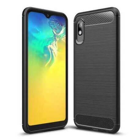 For Samsung Galaxy A10e Carbon Fibre Design Case TPU Cover - Black