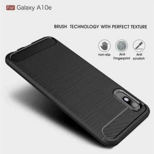 For Samsung Galaxy A10e Carbon Fibre Design Case TPU Cover - Black