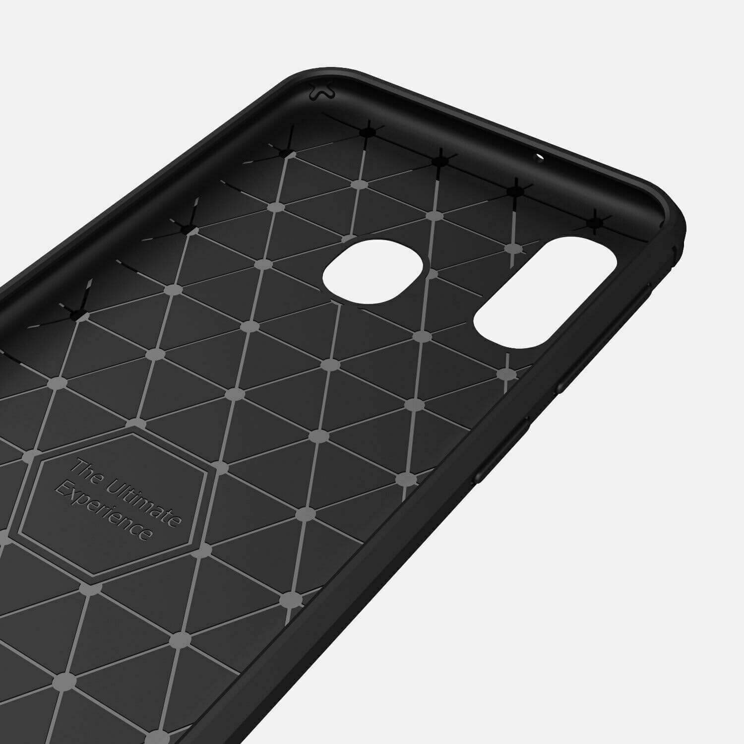 For Samsung Galaxy A20e Carbon Fibre Design Case TPU Cover - Black