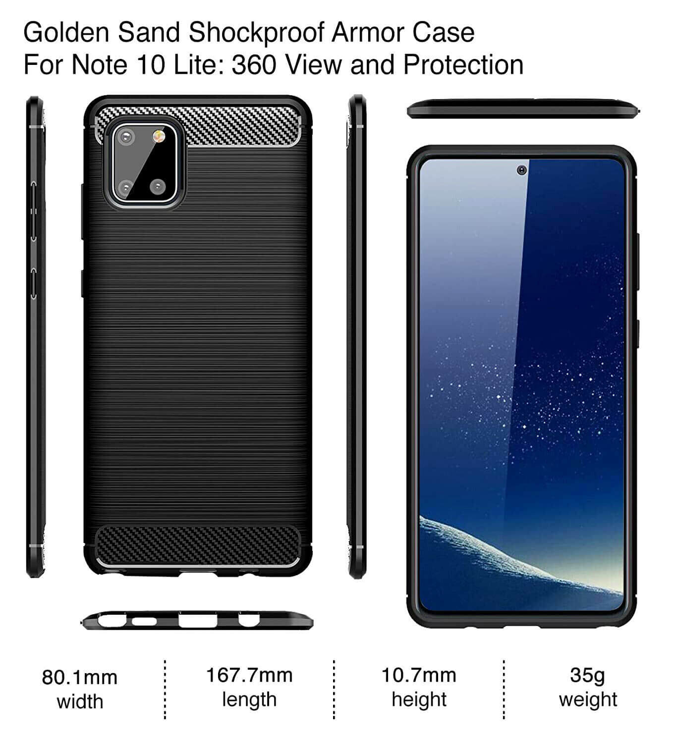 For Samsung Galaxy Note 10 Lite Carbon Fibre Design Case TPU Cover - Black