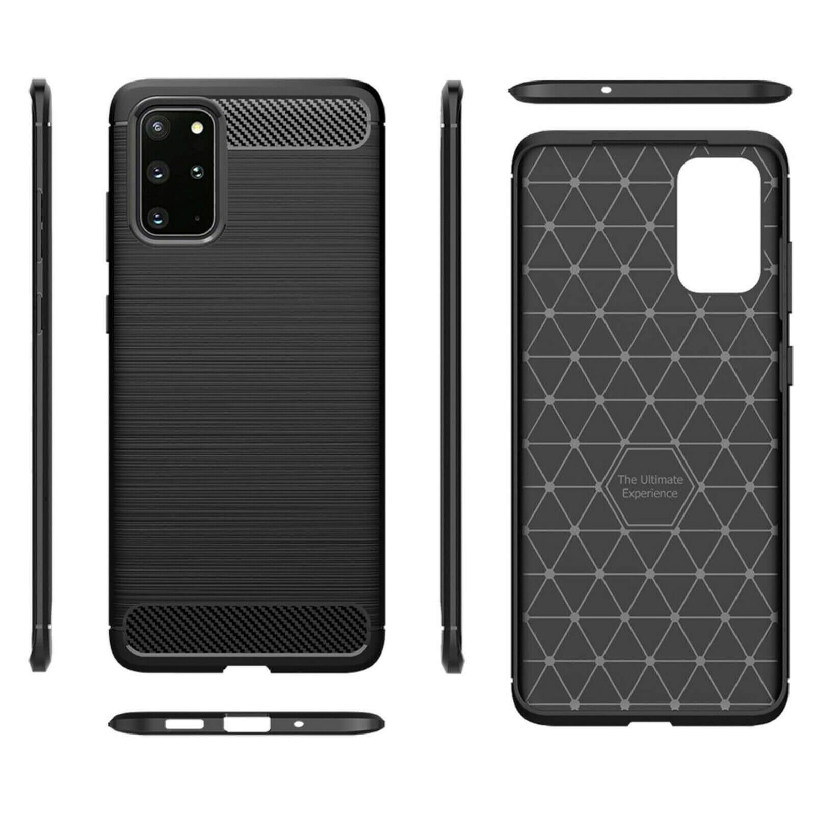 For Samsung Galaxy S20 Plus / S20 Plus 5G Carbon Fibre Design Case TPU Cover - Black