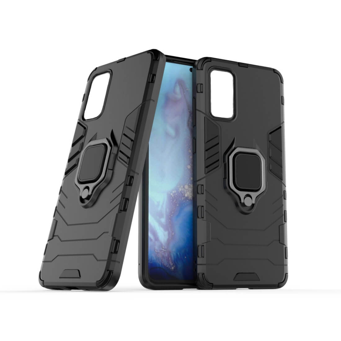 For Samsung Galaxy S20 Plus / S20 Plus 5G Armor Case Shockproof Cover Magnet Ring Holder - Black
