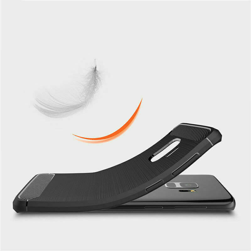 For Samsung Galaxy S9 Plus Carbon Fibre Design Case TPU Cover - Black