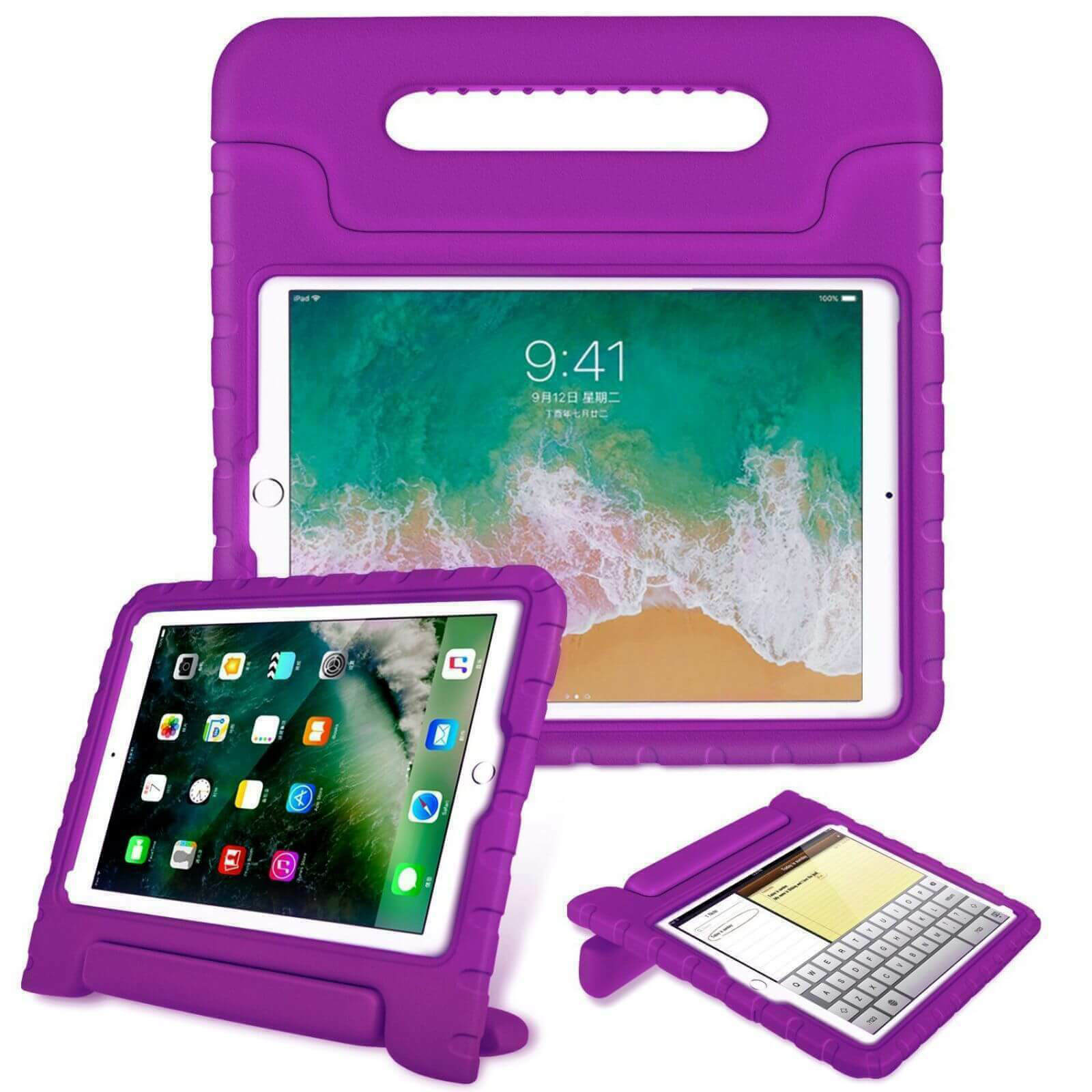 For Apple iPad Mini 4 5 Kids Case Shockproof Cover With Stand Purple