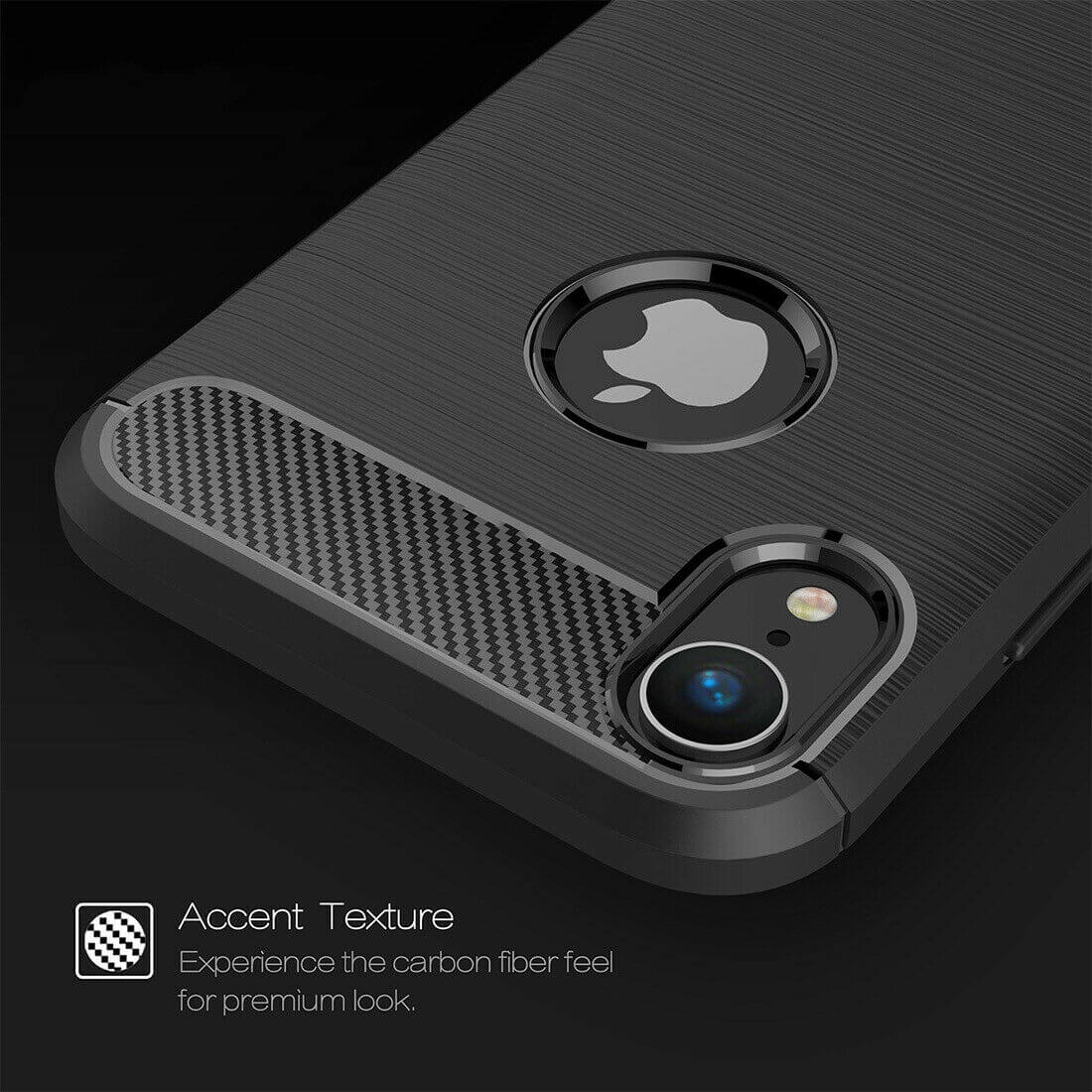 For Apple iPhone XR Carbon Fibre Design Case TPU Cover - Black