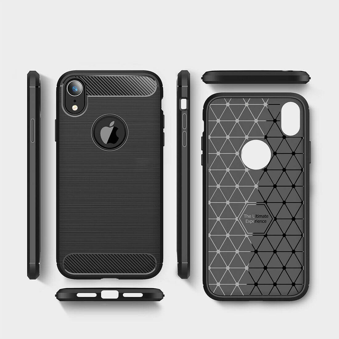 For Apple iPhone XR Carbon Fibre Design Case TPU Cover Black