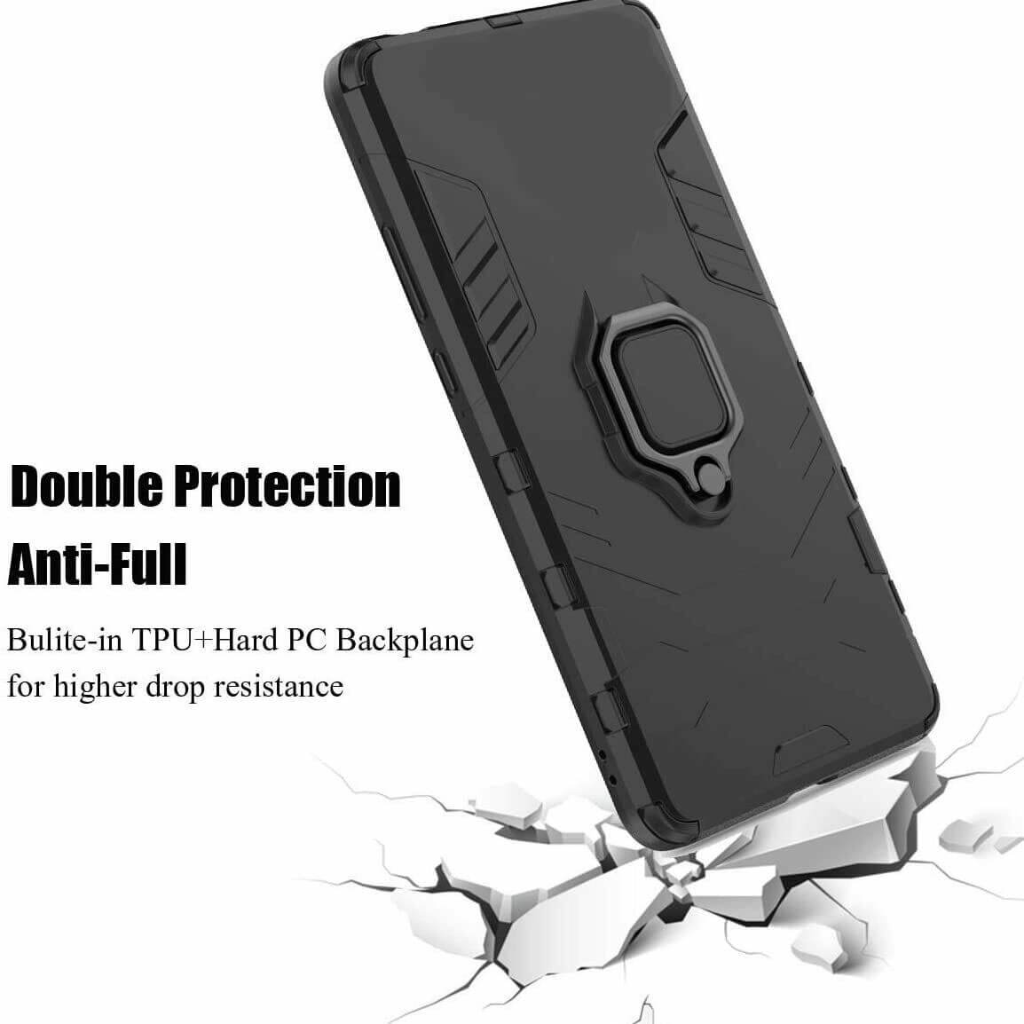 For Samsung Galaxy Note 10 / Note 10 5G Luxury Armor Case Shockproof Cover Magnet Ring Holder - Black