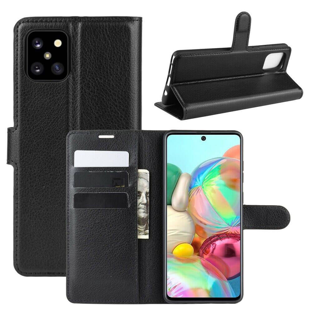 For Samsung Galaxy Note 10 Lite Wallet Case Cover PU Leather Black