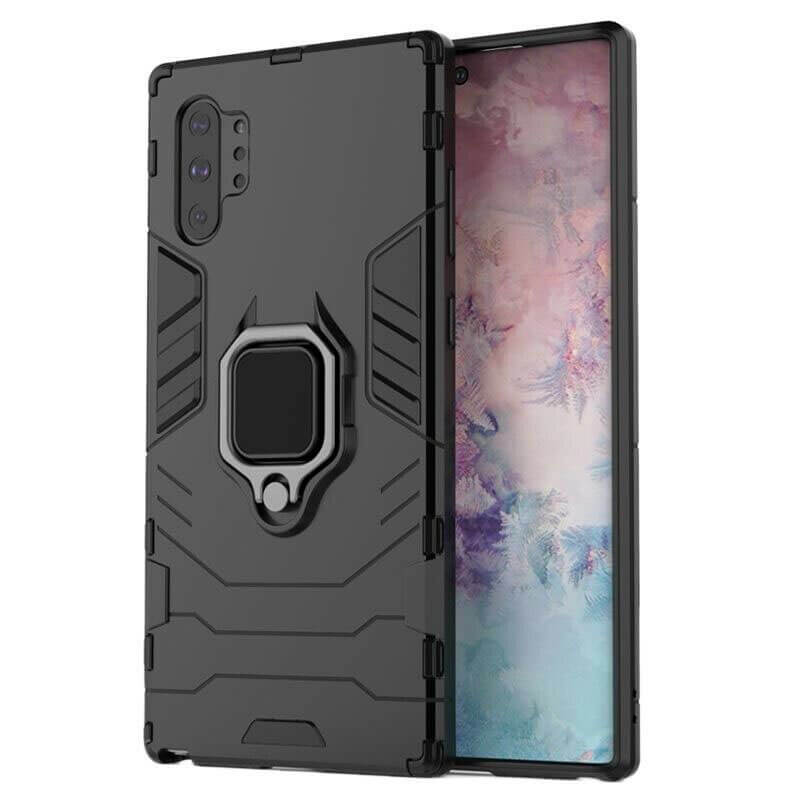 For Samsung Galaxy Note 10 Plus / Note 10 Plus 5G Luxury Armor Case Shockproof Cover Magnet Ring Holder - Black