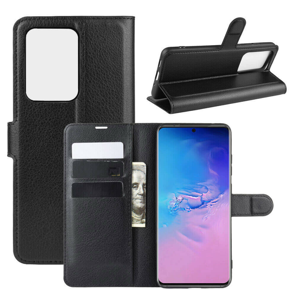For Samsung Galaxy S20 Ultra / S20 Ultra 5G Wallet Case Cover PU Leather Black