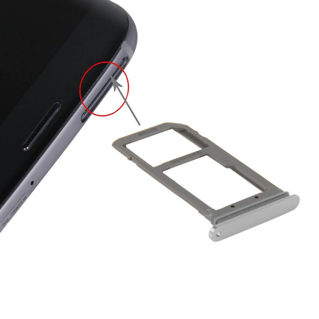 For Samsung Galaxy S7 Edge - Micro SD & Nano SIM Card Tray Holder Silver