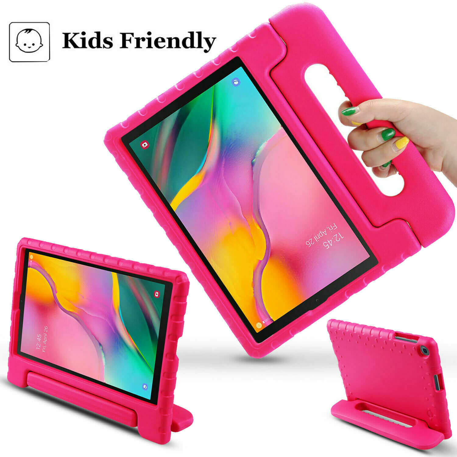 For Samsung Galaxy Tab A 10.1" 2019 Kids Case Shockproof Cover With Stand Pink