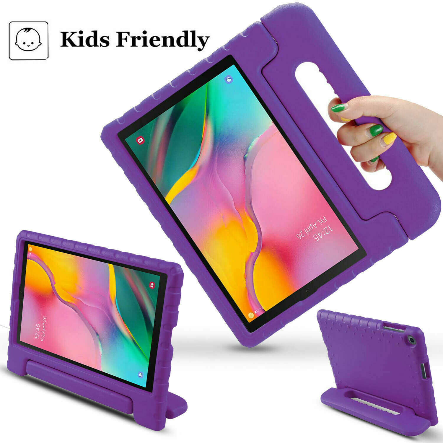 For Samsung Galaxy Tab A 10.1" 2019 Kids Case Shockproof Cover With Stand Purple