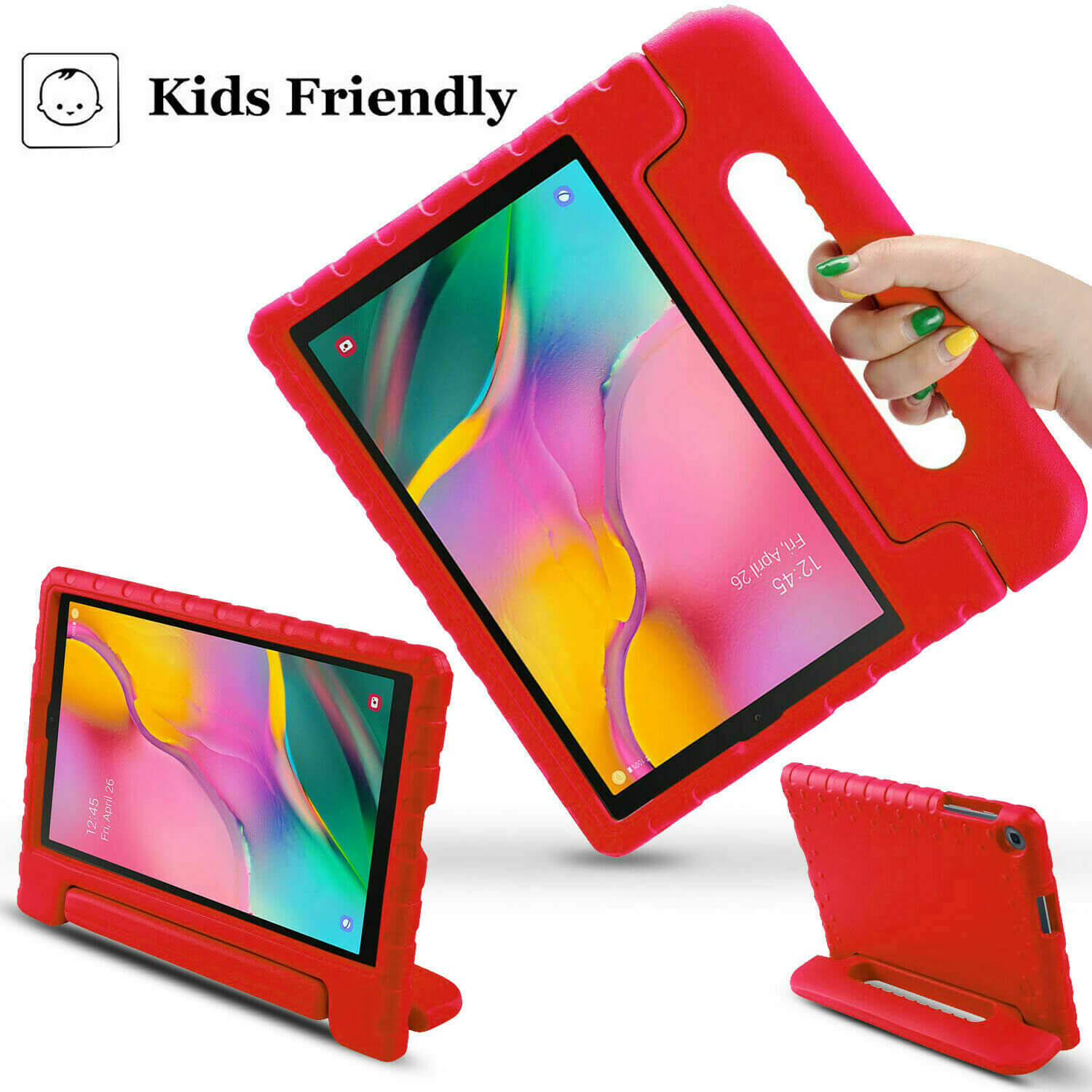For Samsung Galaxy Tab A 10.1" 2019 Kids Case Shockproof Cover With Stand Red