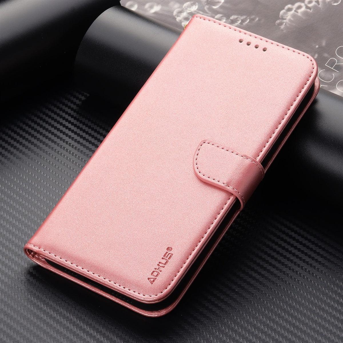 For Apple iPhone 13 Pro (6.1") Premium Aokus Wallet Case Pink-Apple iPhone Cases & Covers-First Help Tech