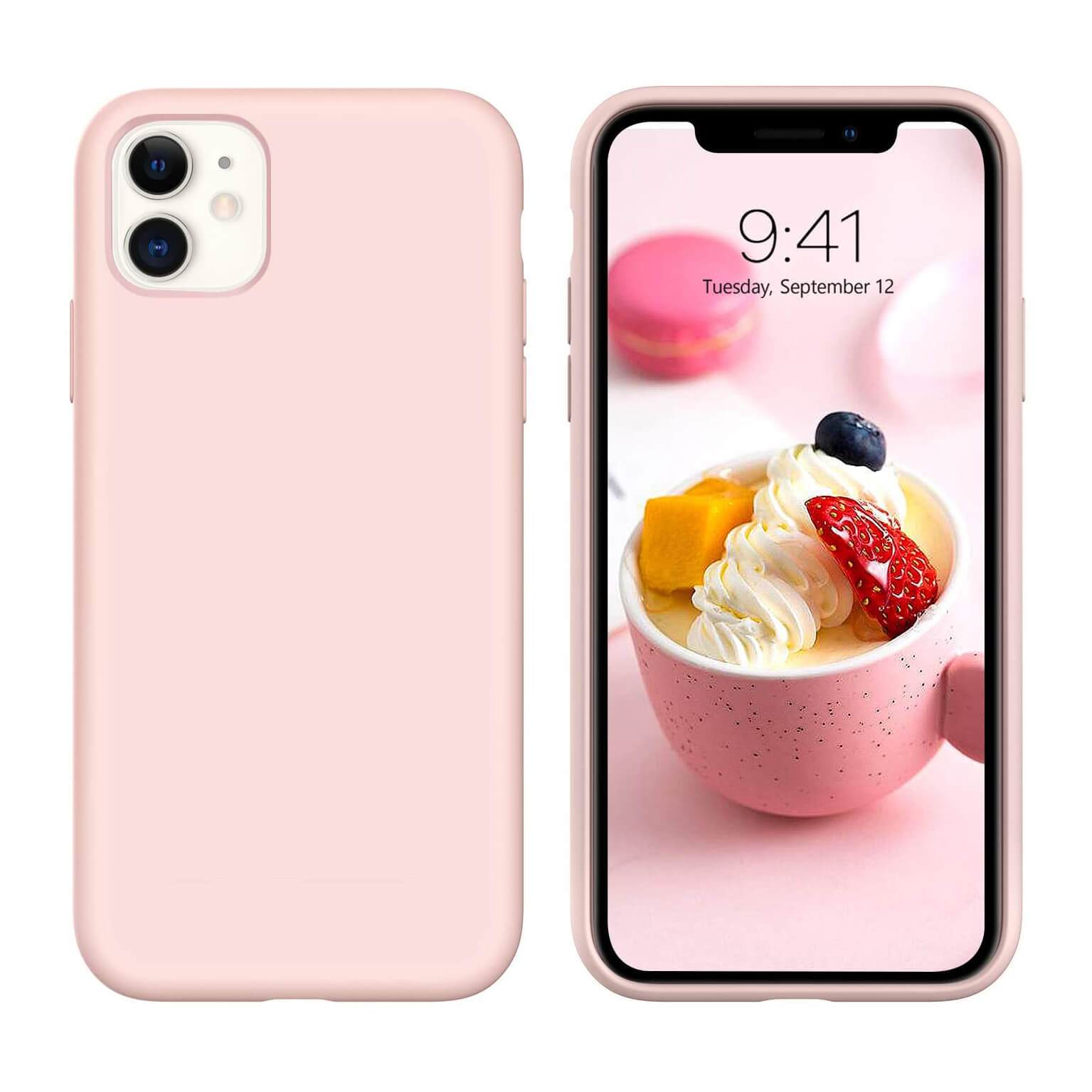 Liquid Silicone Case For Apple iPhone 11 Luxury Thin Phone Cover Pink Sand