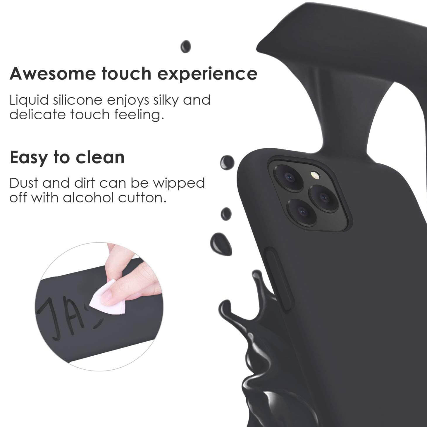 Liquid Silicone Case For Apple iPhone 11 Pro Luxury Thin Phone Cover Black