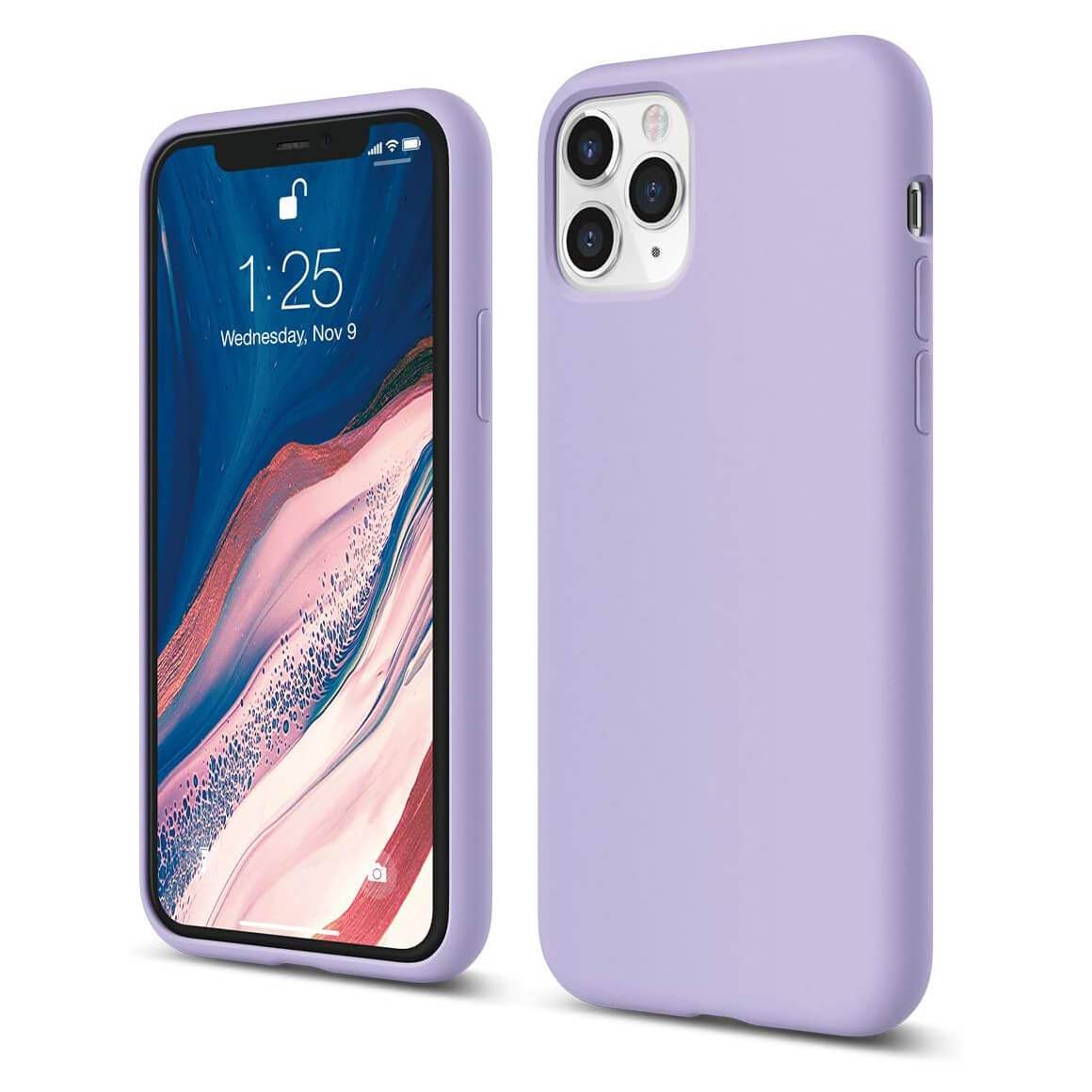 Liquid Silicone Case For Apple iPhone 11 Pro Luxury Thin Phone Cover Lilac Purple