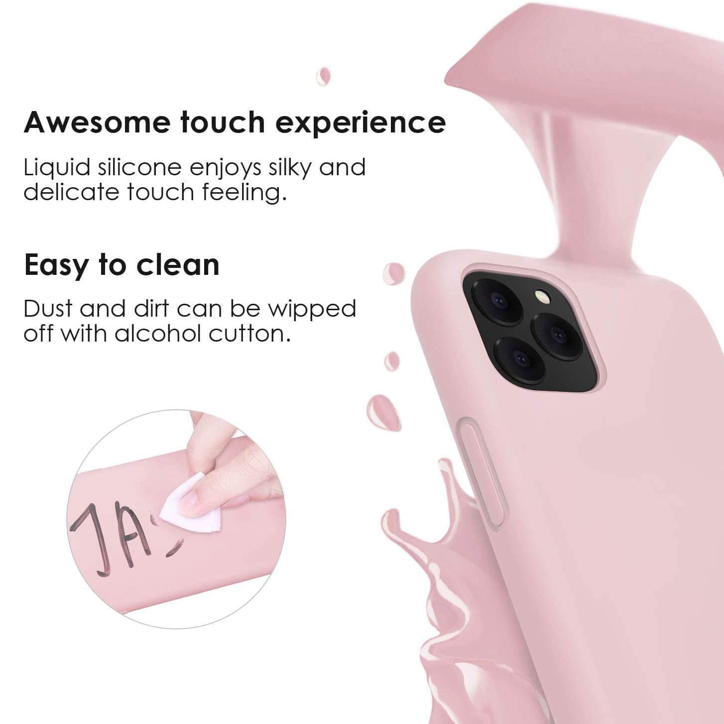 Liquid Silicone Case For Apple iPhone 11 Pro Luxury Thin Phone Cover Pink Sand