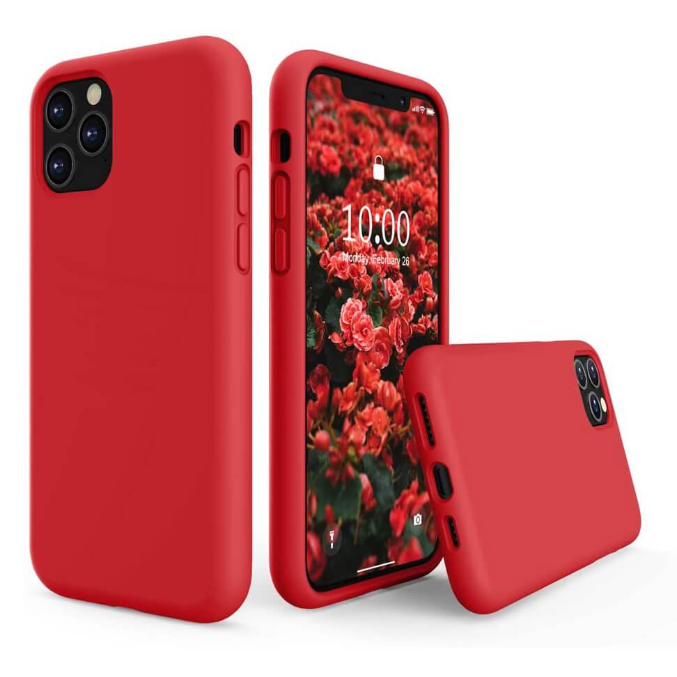 Liquid Silicone Case For Apple iPhone 11 Pro Luxury Thin Phone Cover Red