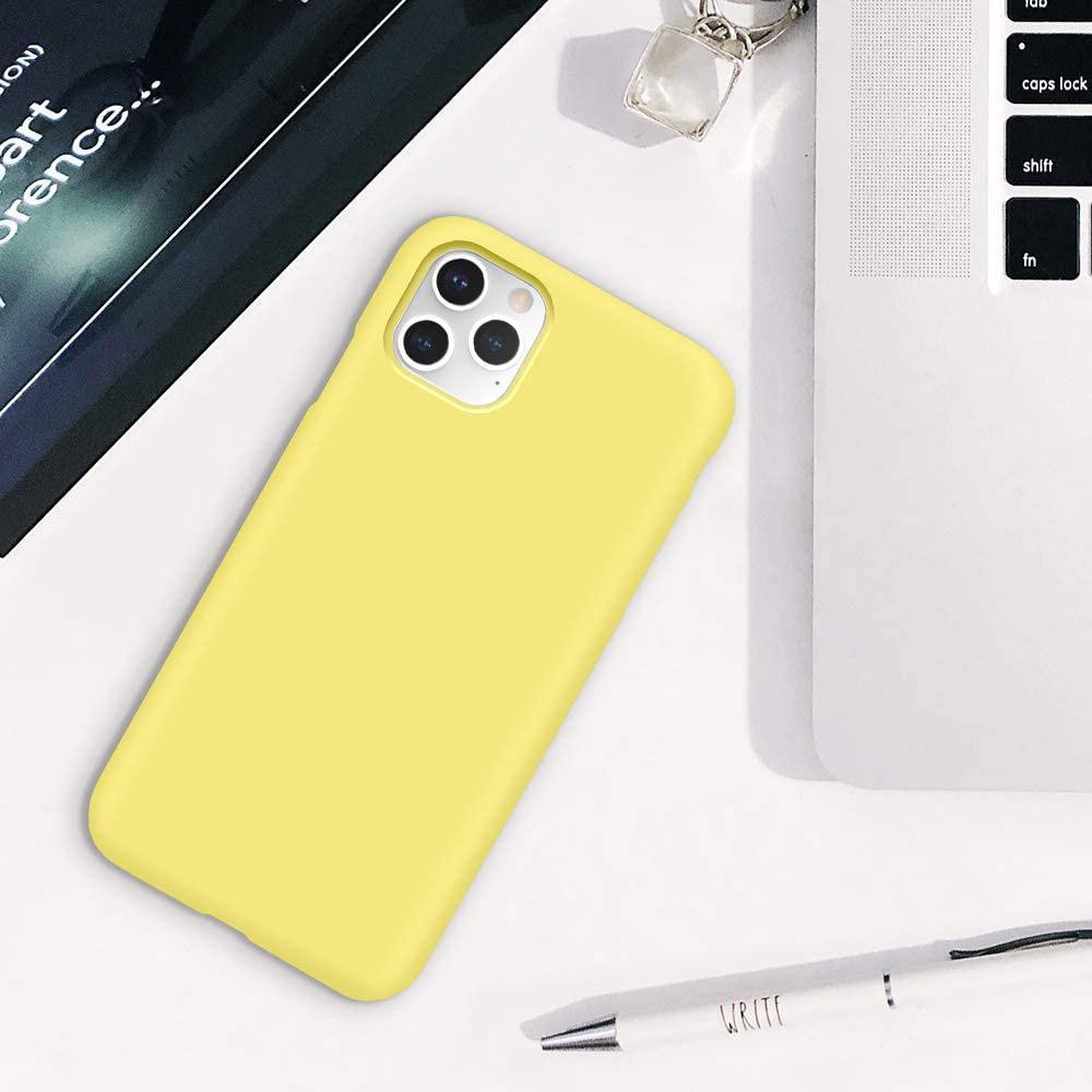 Liquid Silicone Case For Apple iPhone 11 Pro Luxury Thin Phone Cover Yellow