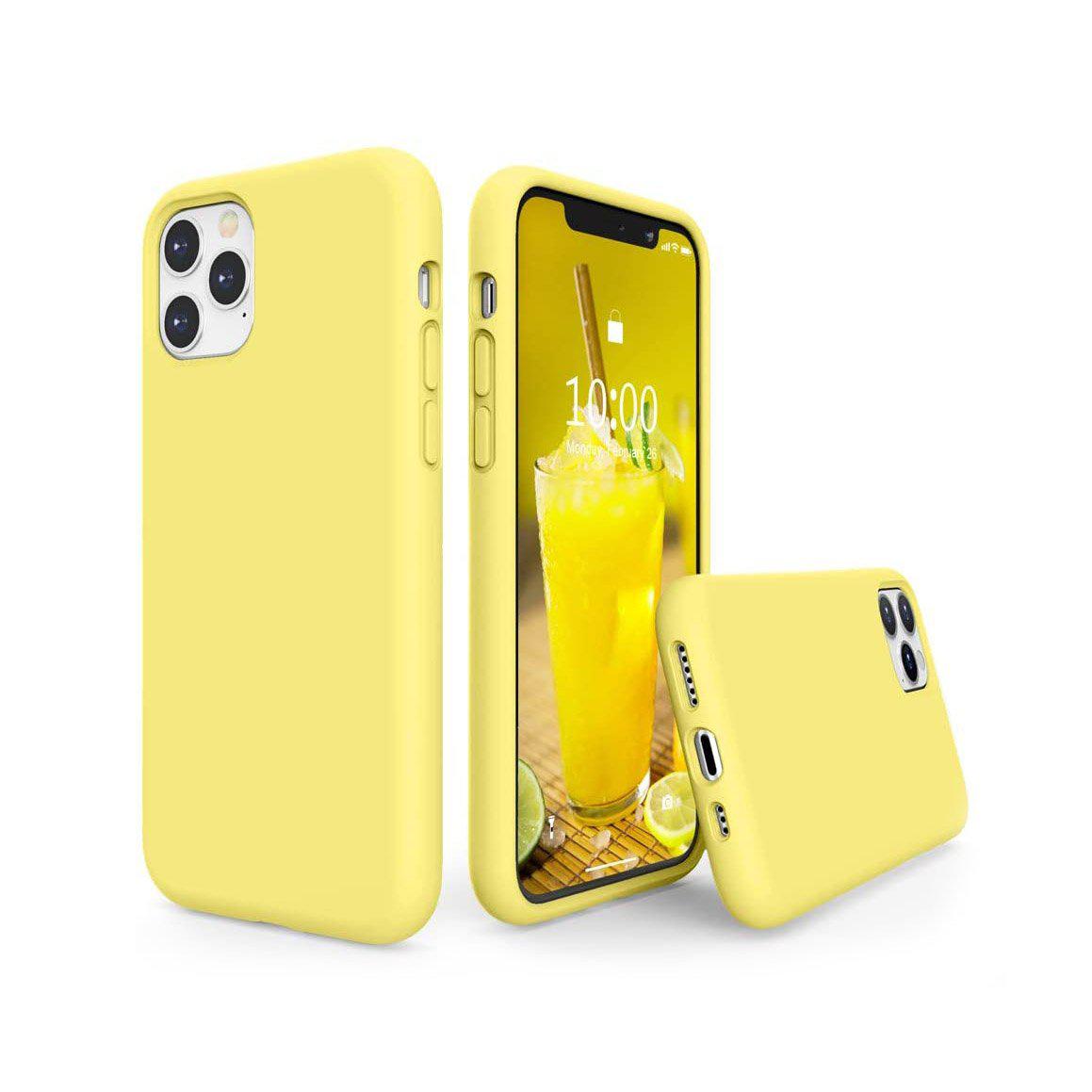 Liquid Silicone Case For Apple iPhone 11 Pro Luxury Thin Phone Cover Yellow