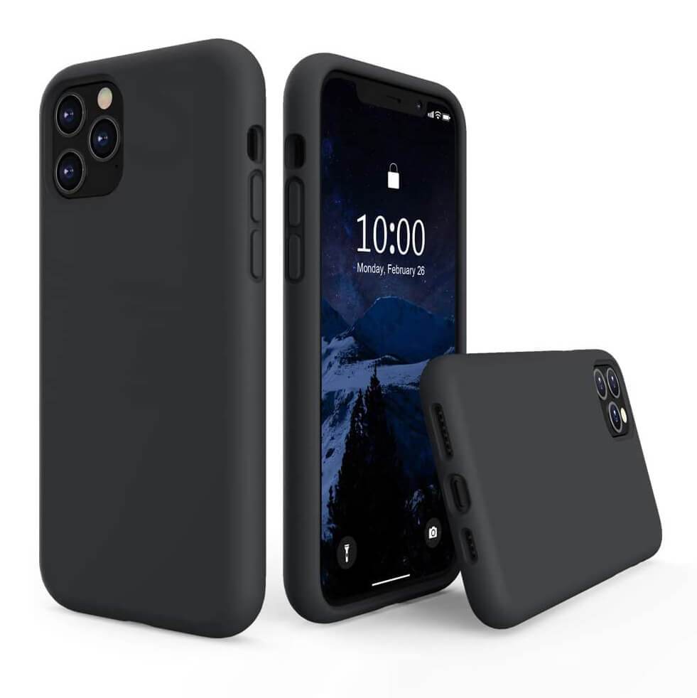 Liquid Silicone Case For Apple iPhone 11 Pro Max Luxury Thin Phone Cover Black