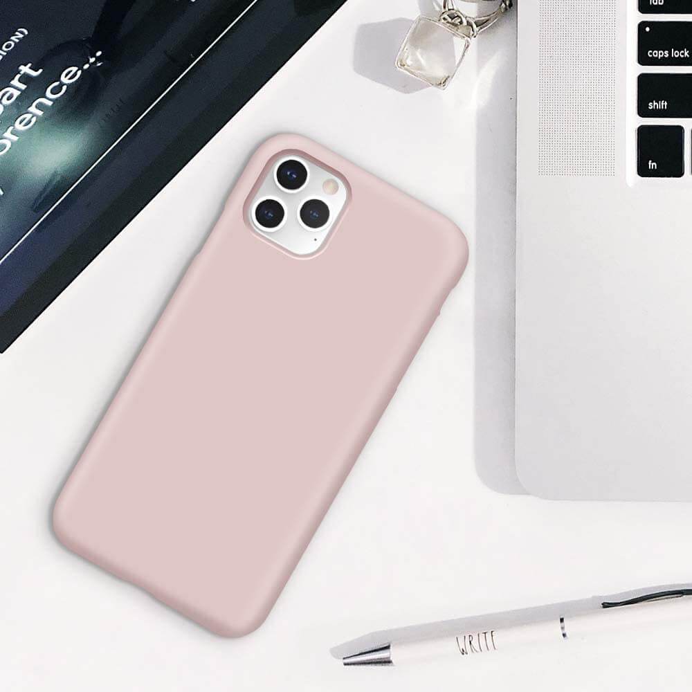 Liquid Silicone Case For Apple iPhone 11 Pro Max Luxury Thin Phone Cover Pink Sand