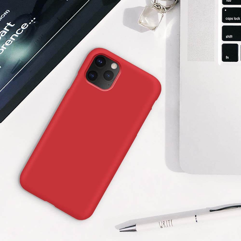 Liquid Silicone Case For Apple iPhone 11 Pro Max Luxury Thin Phone Cover Red