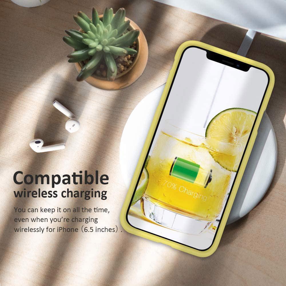Liquid Silicone Case For Apple iPhone 11 Pro Max Luxury Thin Phone Cover Yellow