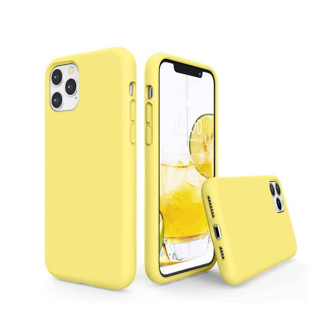 Liquid Silicone Case For Apple iPhone 11 Pro Max Luxury Thin Phone Cover Yellow