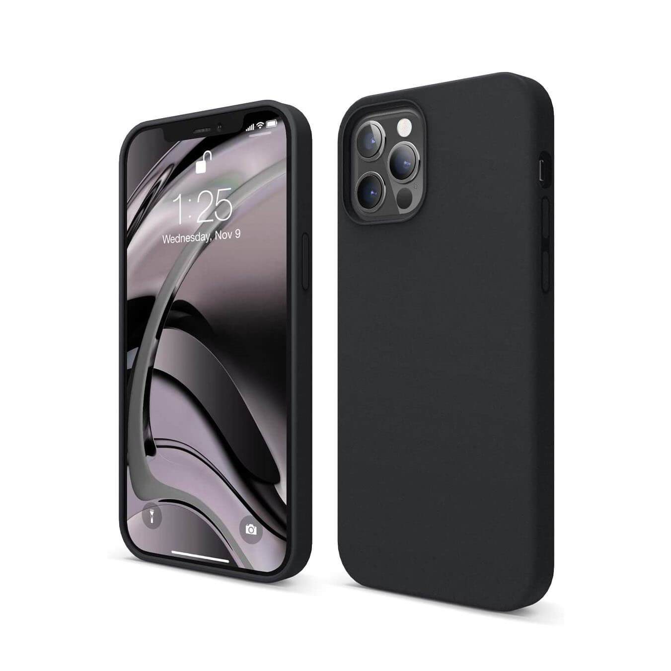 Liquid Silicone Case For Apple iPhone 12 / 12 Pro Luxury Thin Phone Cover Black