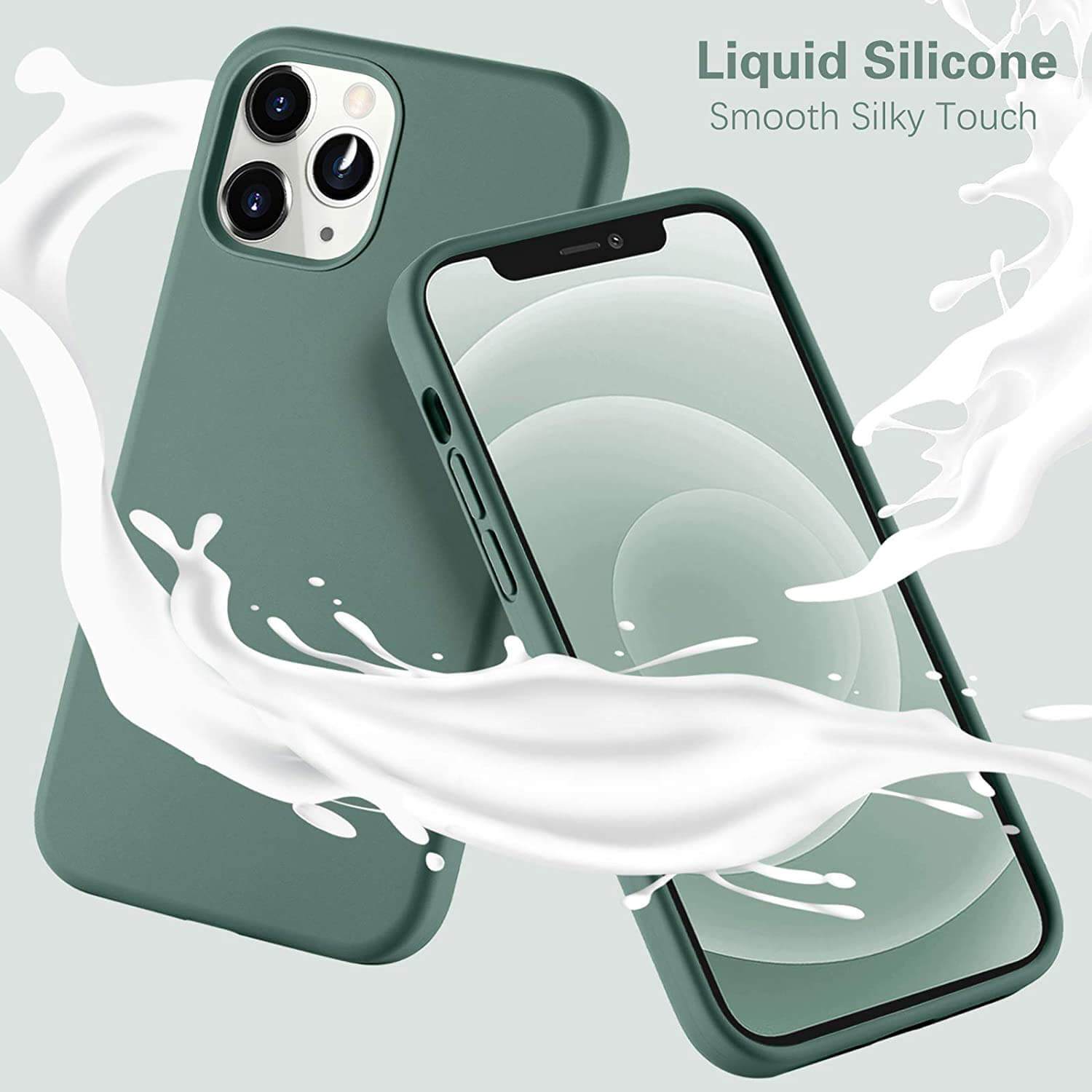 Liquid Silicone Case For Apple iPhone 12 / 12 Pro Luxury Thin Phone Cover Green