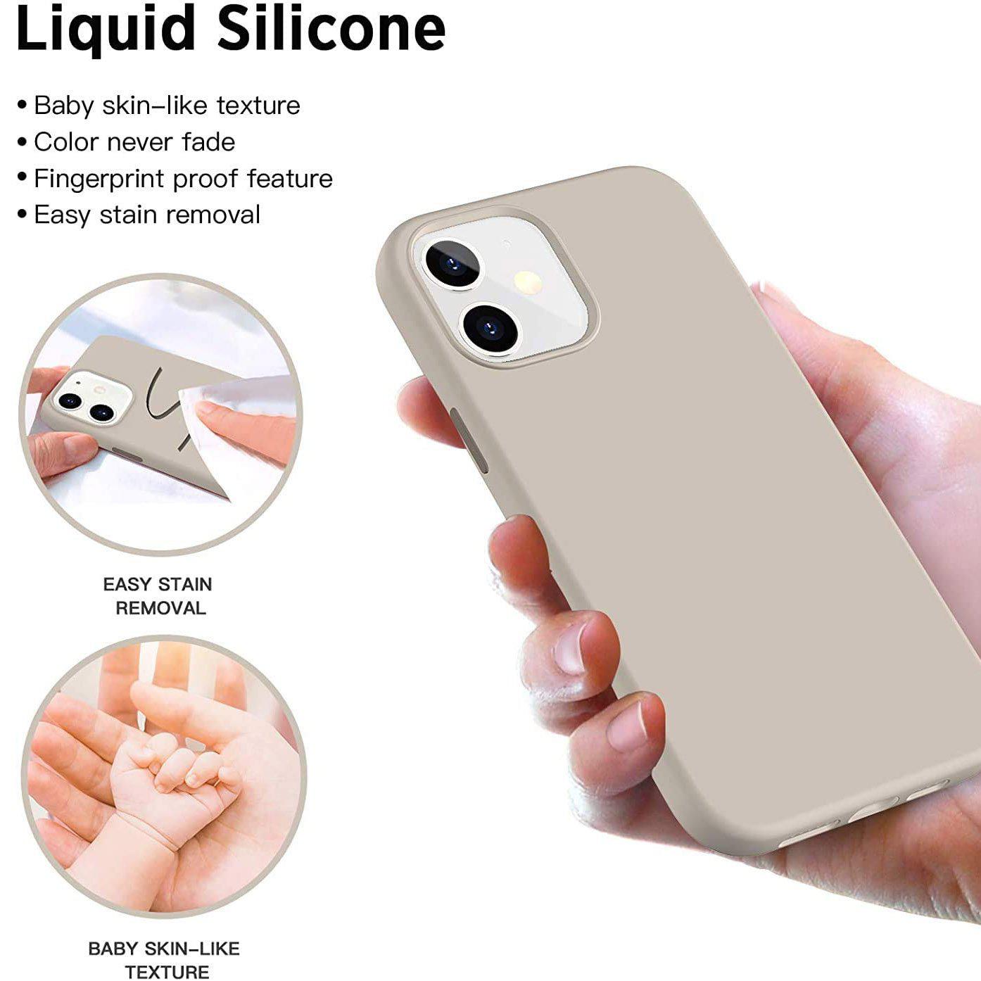 Liquid Silicone Case For Apple iPhone 12 / 12 Pro Luxury Thin Phone Cover Grey