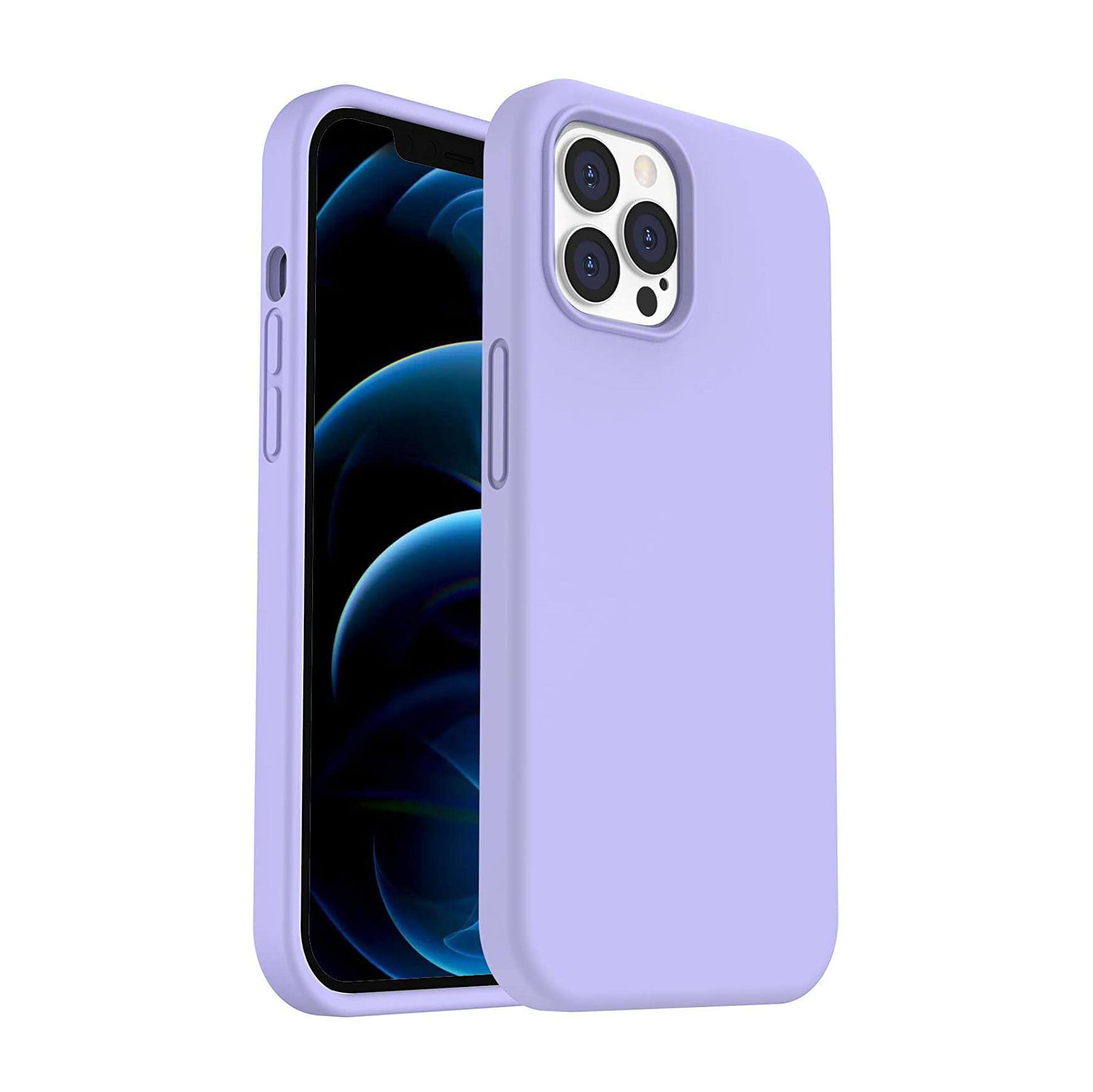 Liquid Silicone Case For Apple iPhone 12 / 12 Pro Luxury Thin Phone Cover Lilac Purple