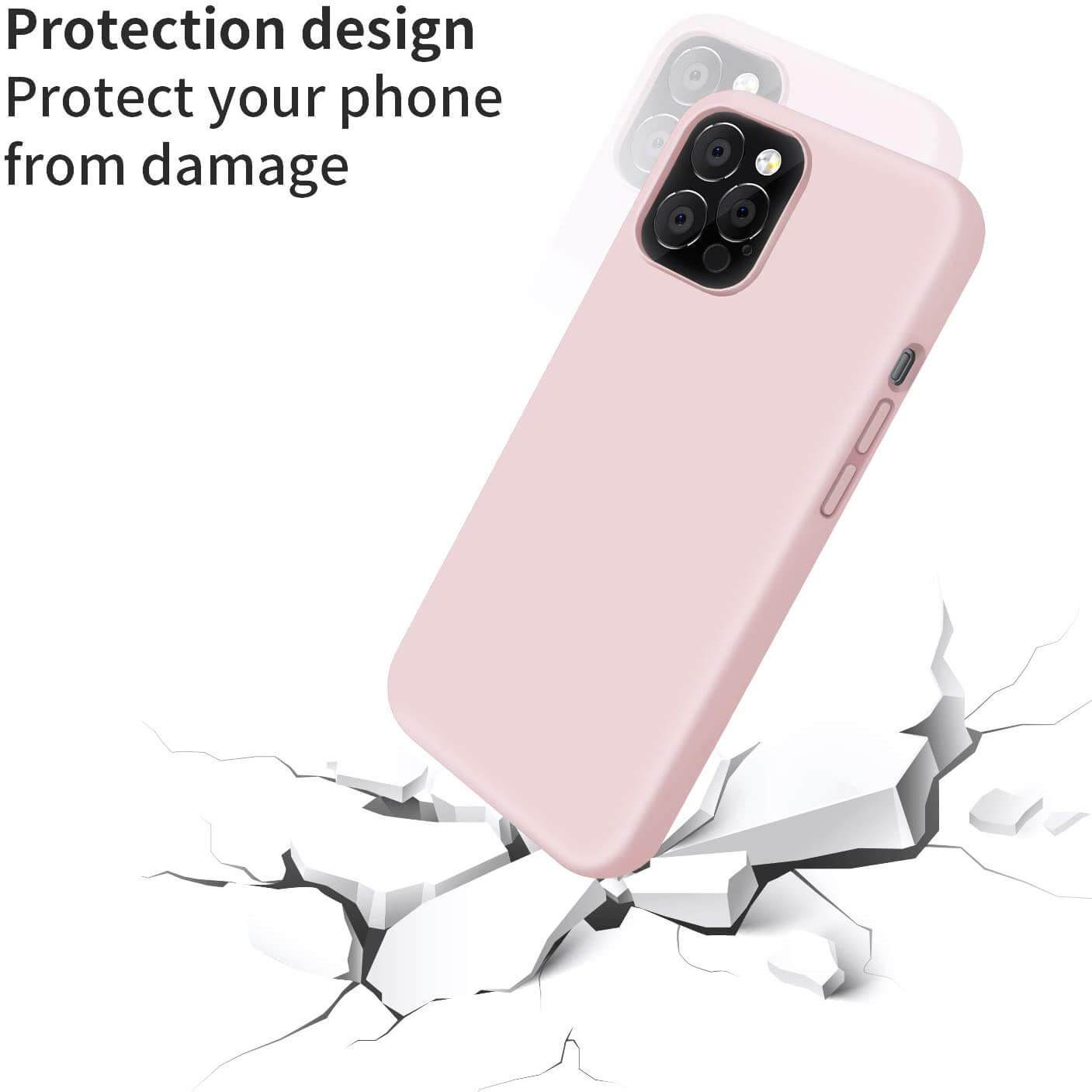 Liquid Silicone Case For Apple iPhone 12 / 12 Pro Luxury Thin Phone Cover Pink Sand