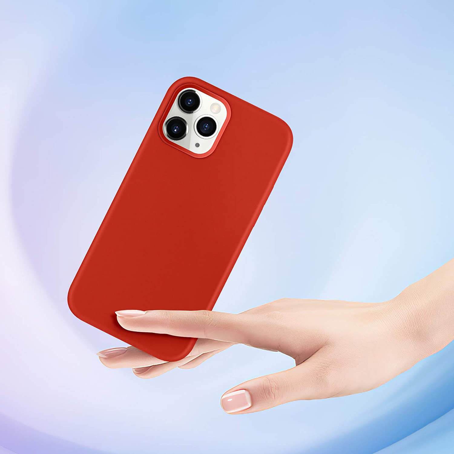 Liquid Silicone Case For Apple iPhone 12 / 12 Pro Luxury Thin Phone Cover Red