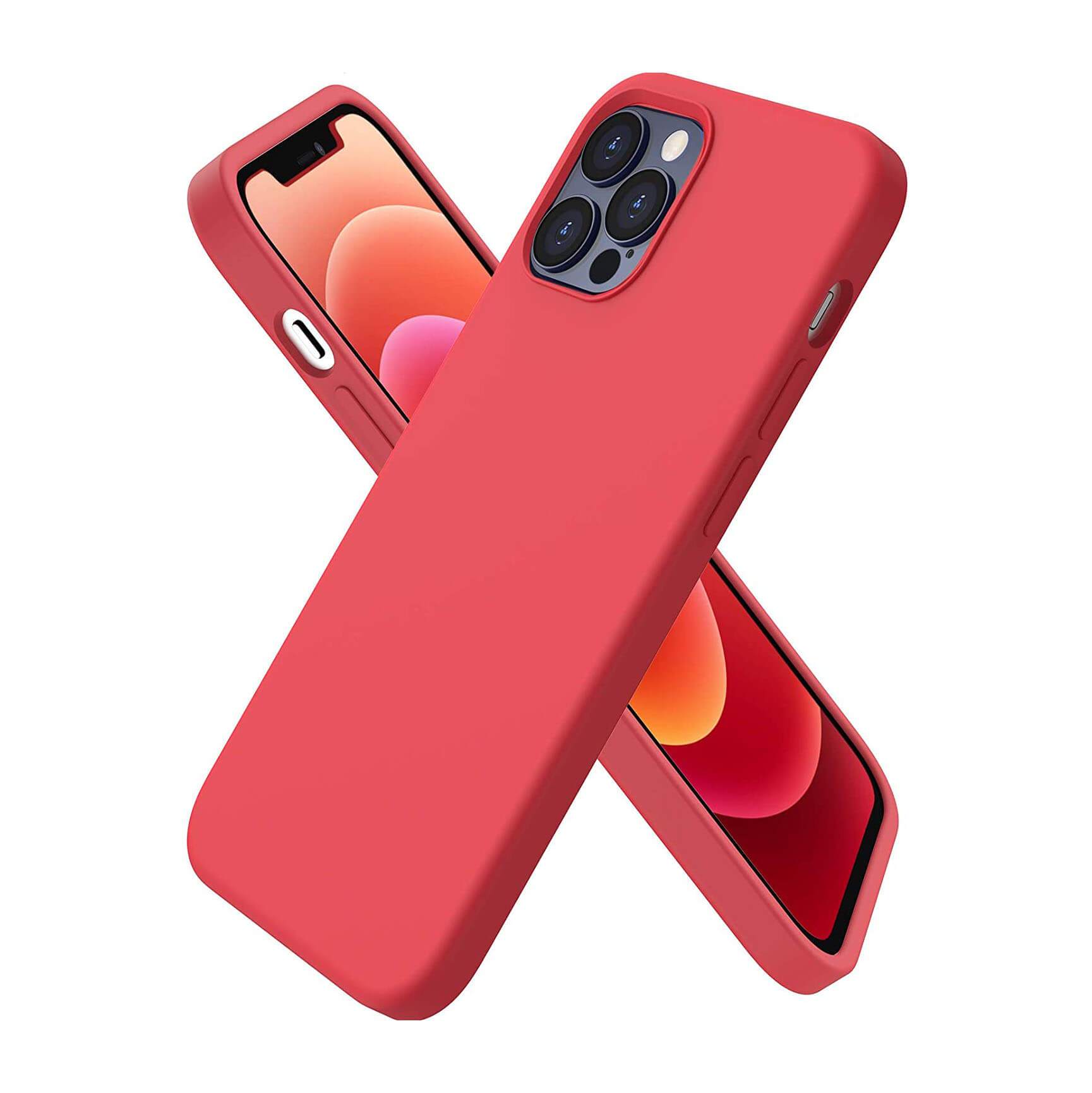 Liquid Silicone Case For Apple iPhone 12 / 12 Pro Luxury Thin Phone Cover Red