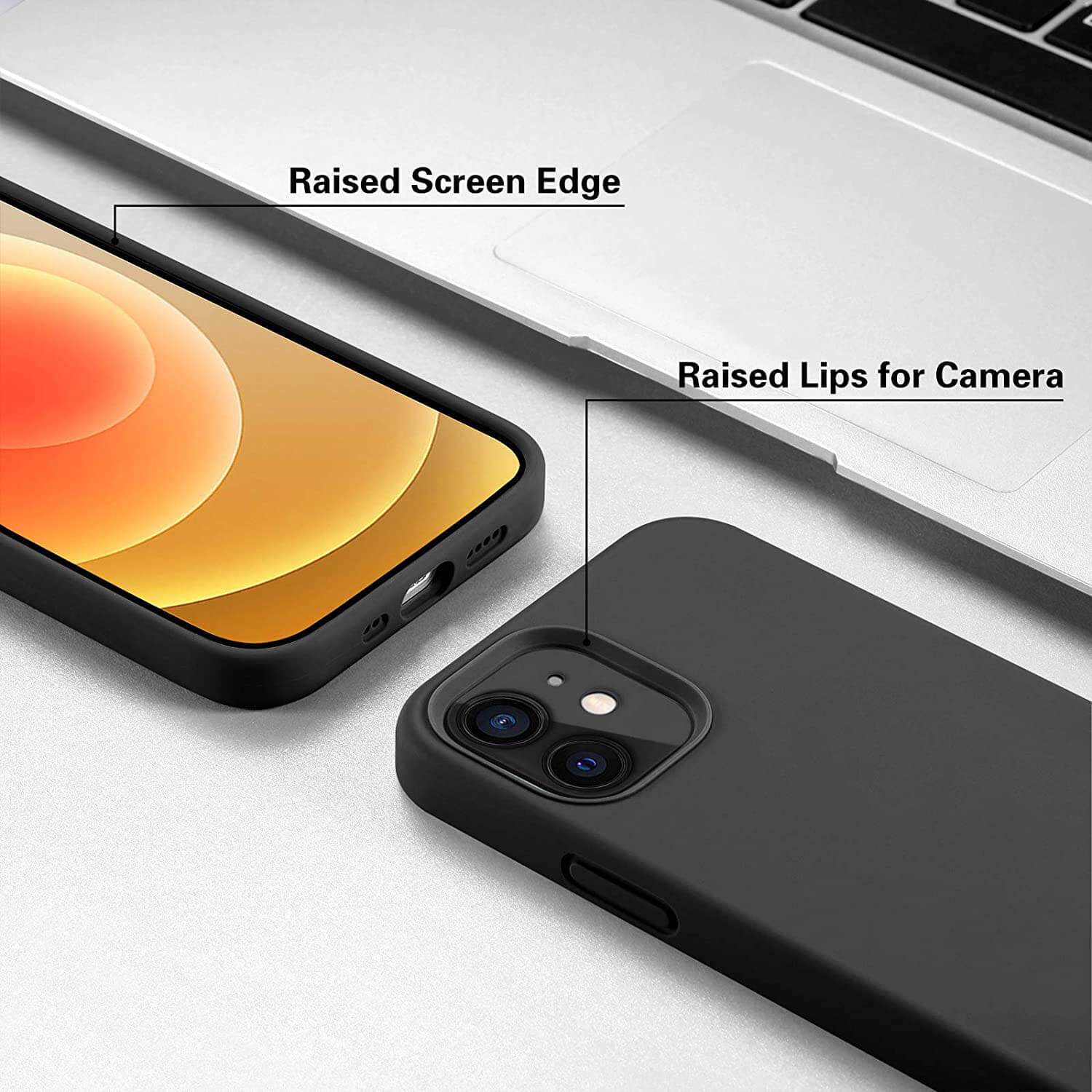 Liquid Silicone Case For Apple iPhone 12 Mini Luxury Thin Phone Cover Black
