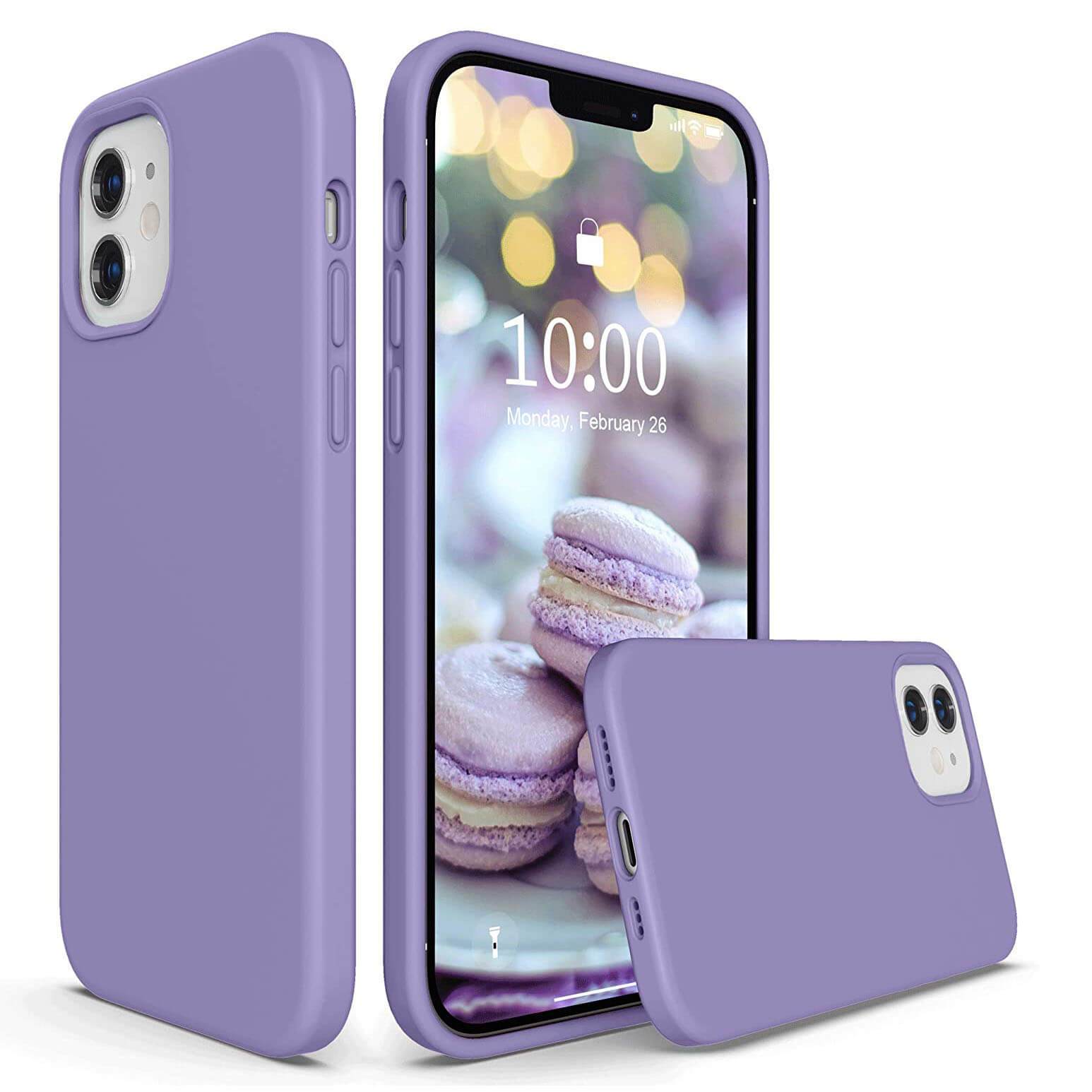 Liquid Silicone Case For Apple iPhone 12 Mini Luxury Thin Phone Cover Lilac Purple