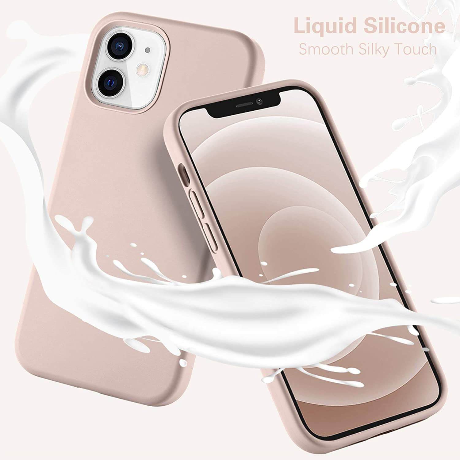 Liquid Silicone Case For Apple iPhone 12 Mini Luxury Thin Phone Cover Pink Sand