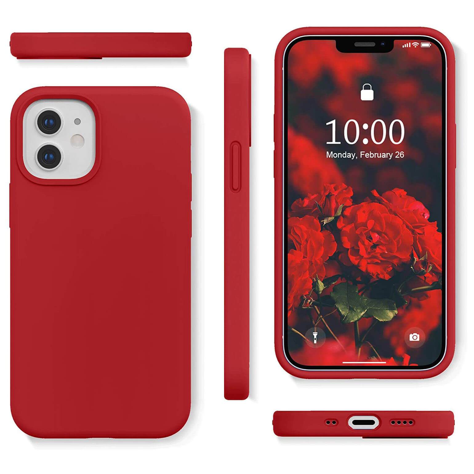Liquid Silicone Case For Apple iPhone 12 Mini Luxury Thin Phone Cover Red