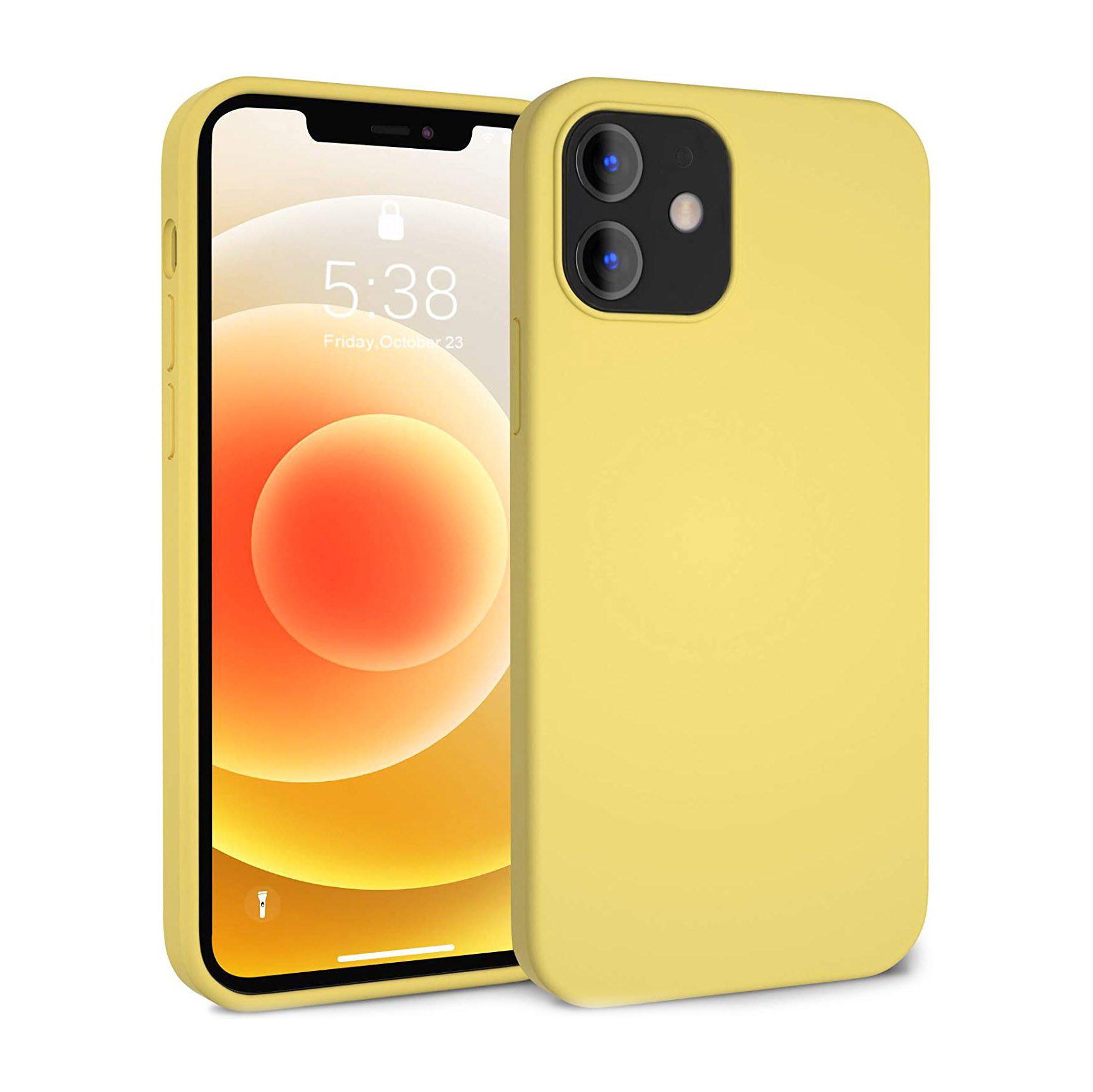 Liquid Silicone Case For Apple iPhone 12 Mini Luxury Thin Phone Cover Yellow